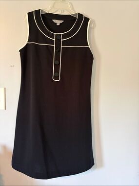 Merona Black Sleeveless Shift Dress with White Piping